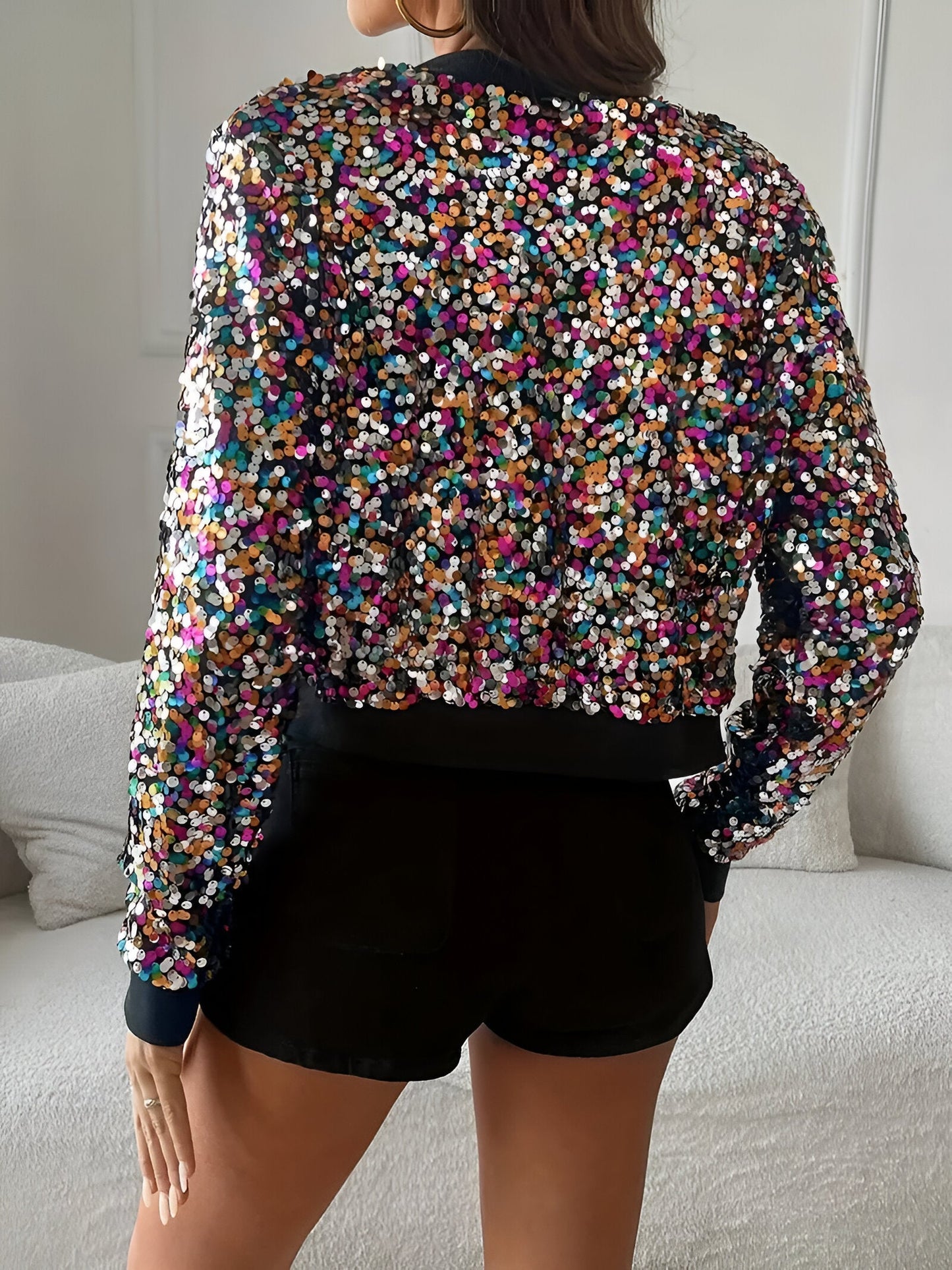 Halva | Polka Dot Pailletten Bomberjacke 5