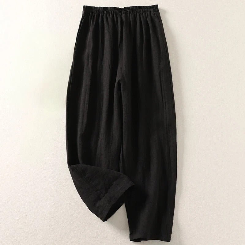 Hannah | Damen Leinen Relaxed-Fit Elastikbund Hose 2