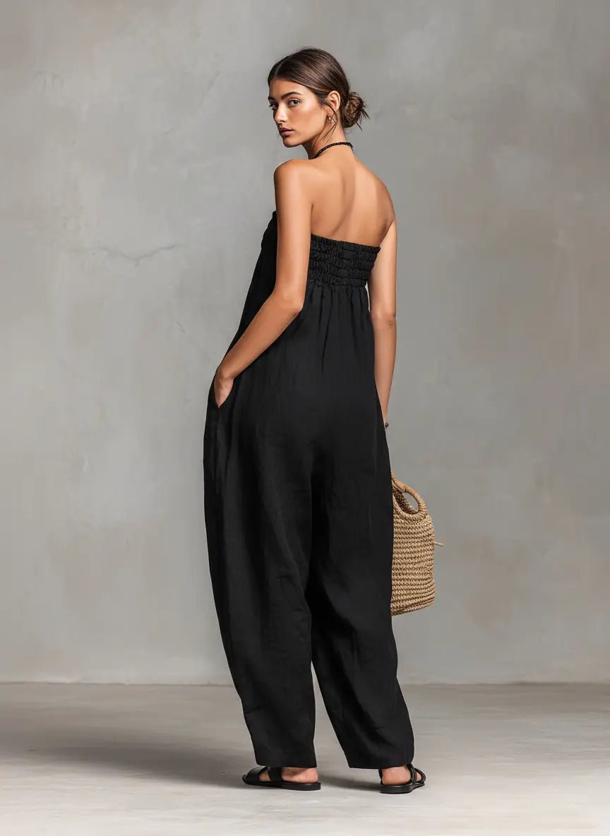 Jumpsuit Damen | Trägerloses Wide Leg Design & Bindung