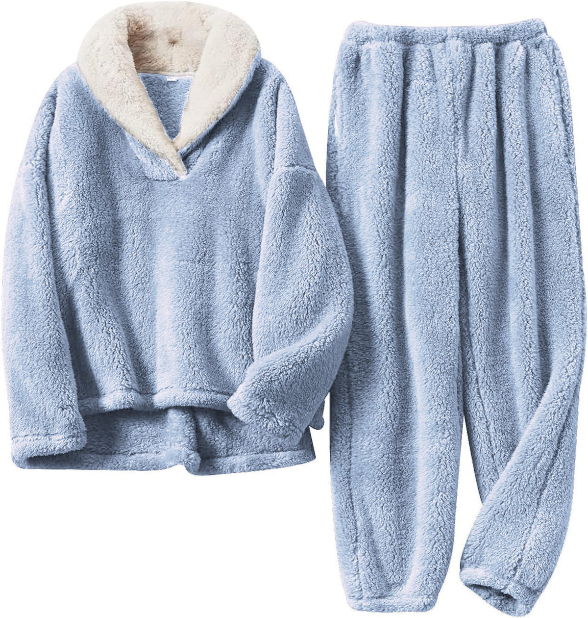 Bregwend | Damen Fleece Hausanzug Zweiteiliges Set - Cream - Image 4
