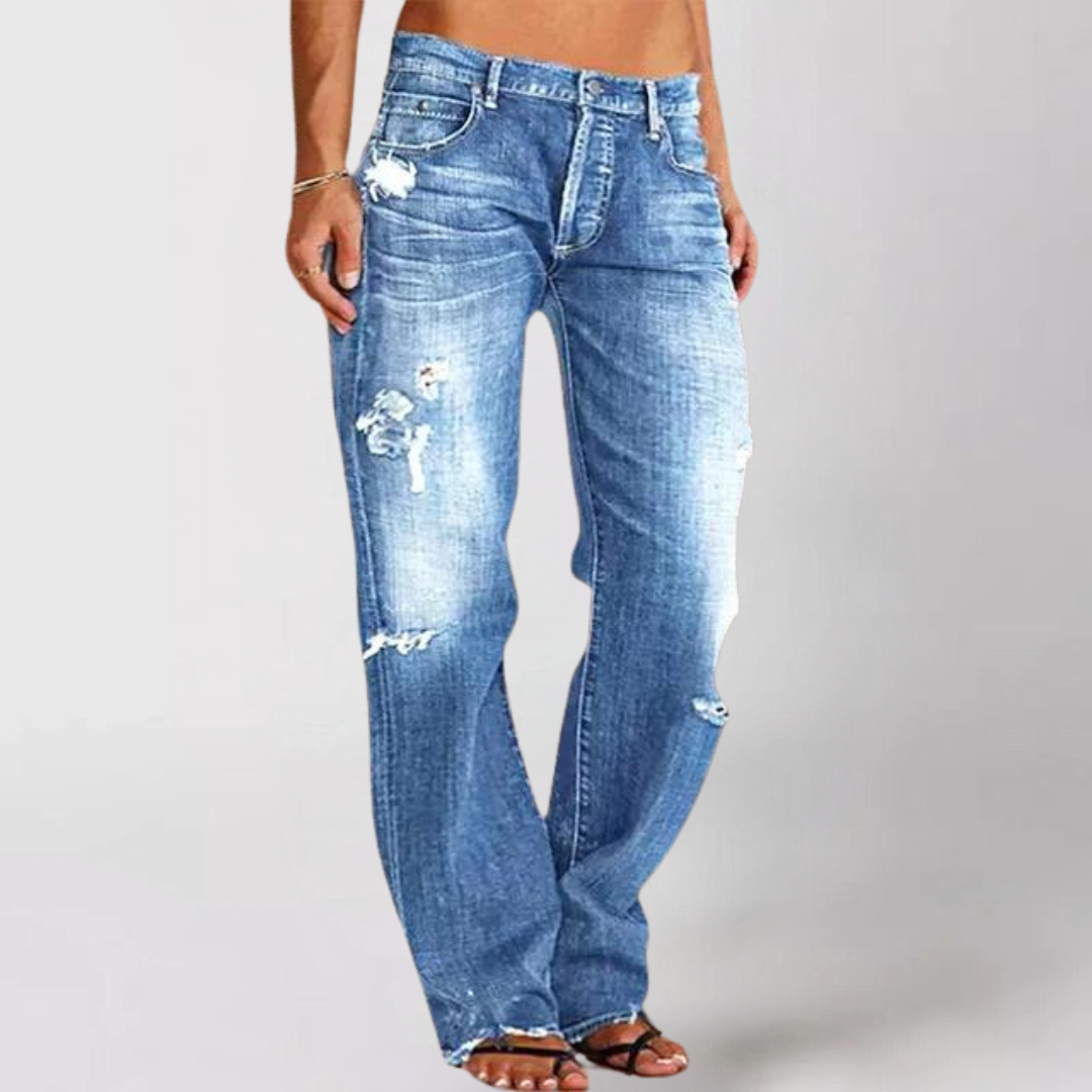 Helene | Damen Frühlings Lässige Weitbein Denim Jeans 1