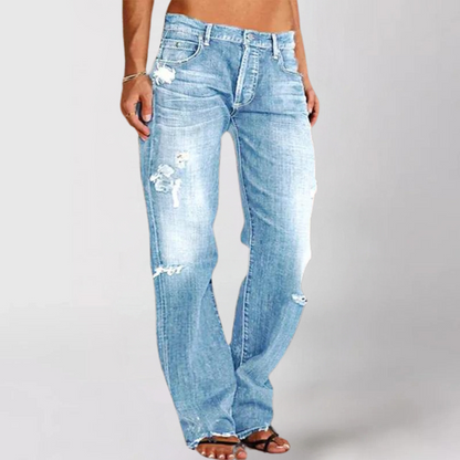 Helene | Damen Frühlings Lässige Weitbein Denim Jeans 4