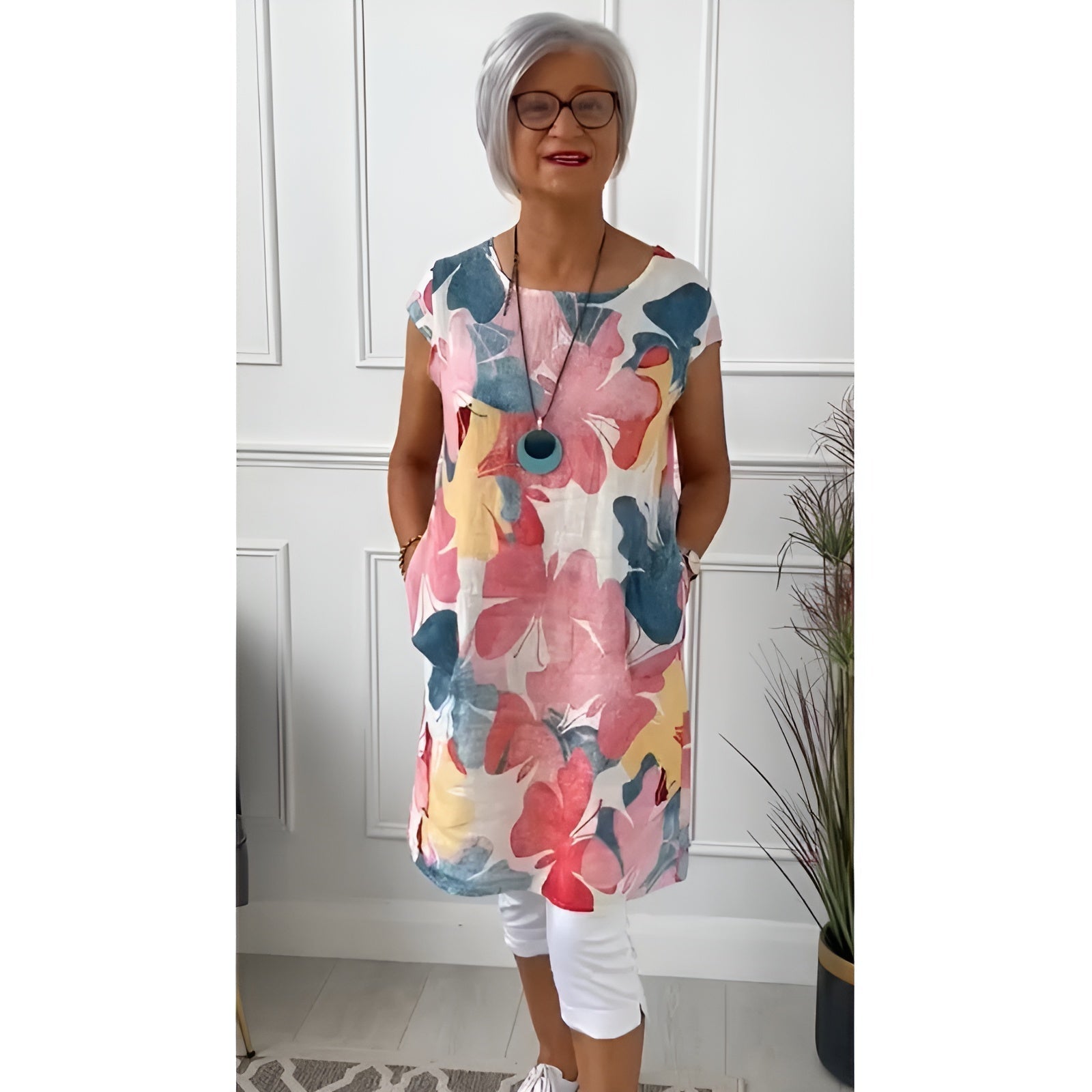 Hemdkleid Damen | Sommerlich-buntes Blütenkleid