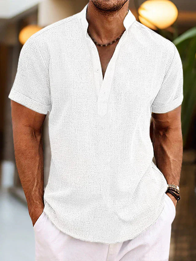 Henley Shirt Herren | Kurzarm mit Stehkragen