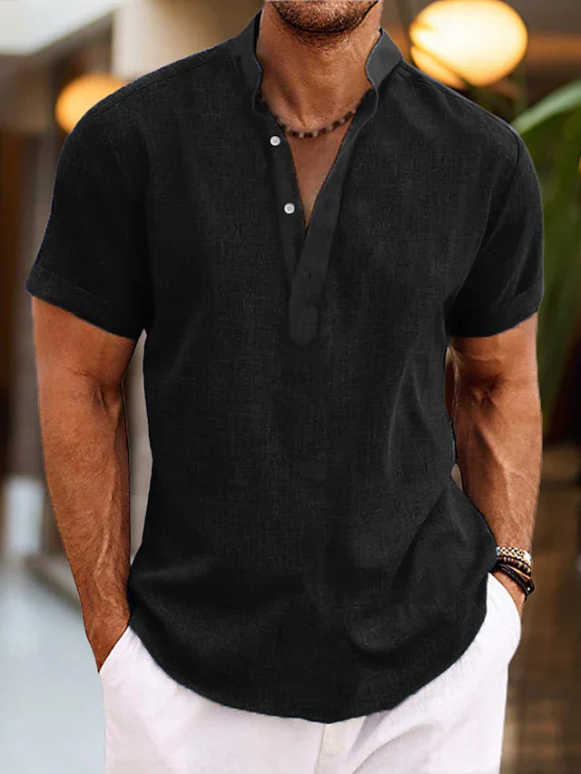 Henley Shirt Herren | Kurzarm mit Stehkragen