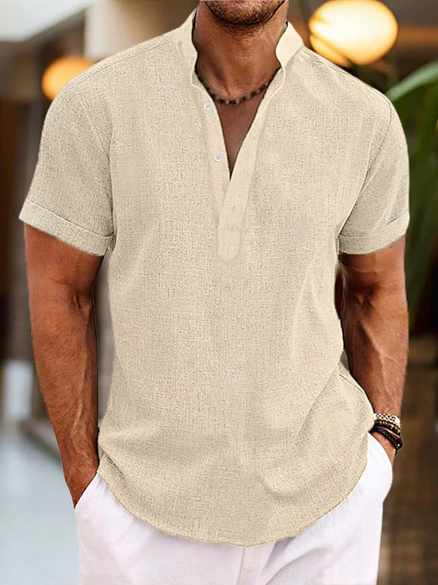 Henley Shirt Herren | Kurzarm mit Stehkragen