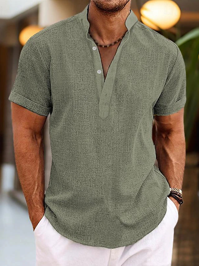Henley Shirt Herren | Kurzarm mit Stehkragen