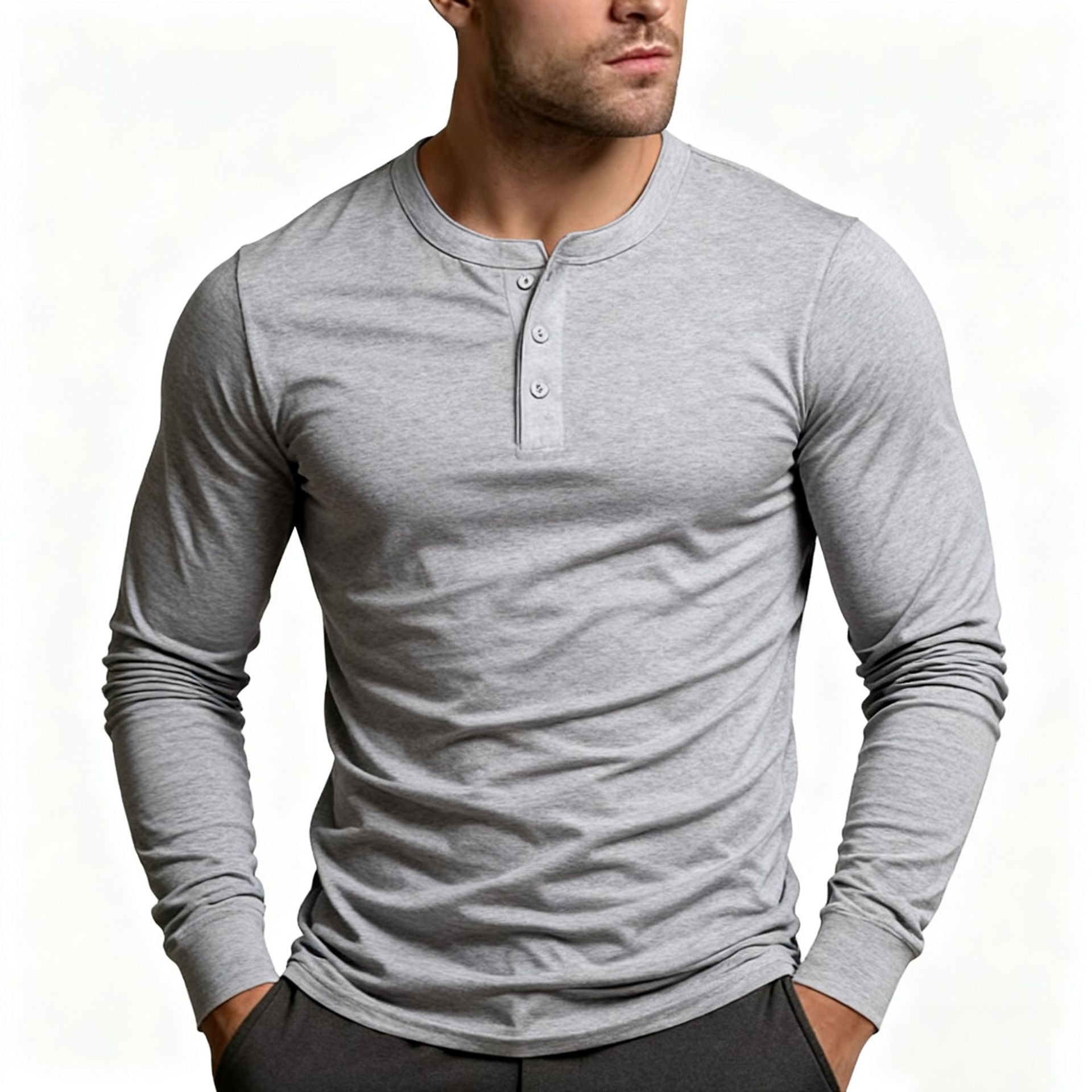 Henley Shirt Herren | Slim Fit & Langarm