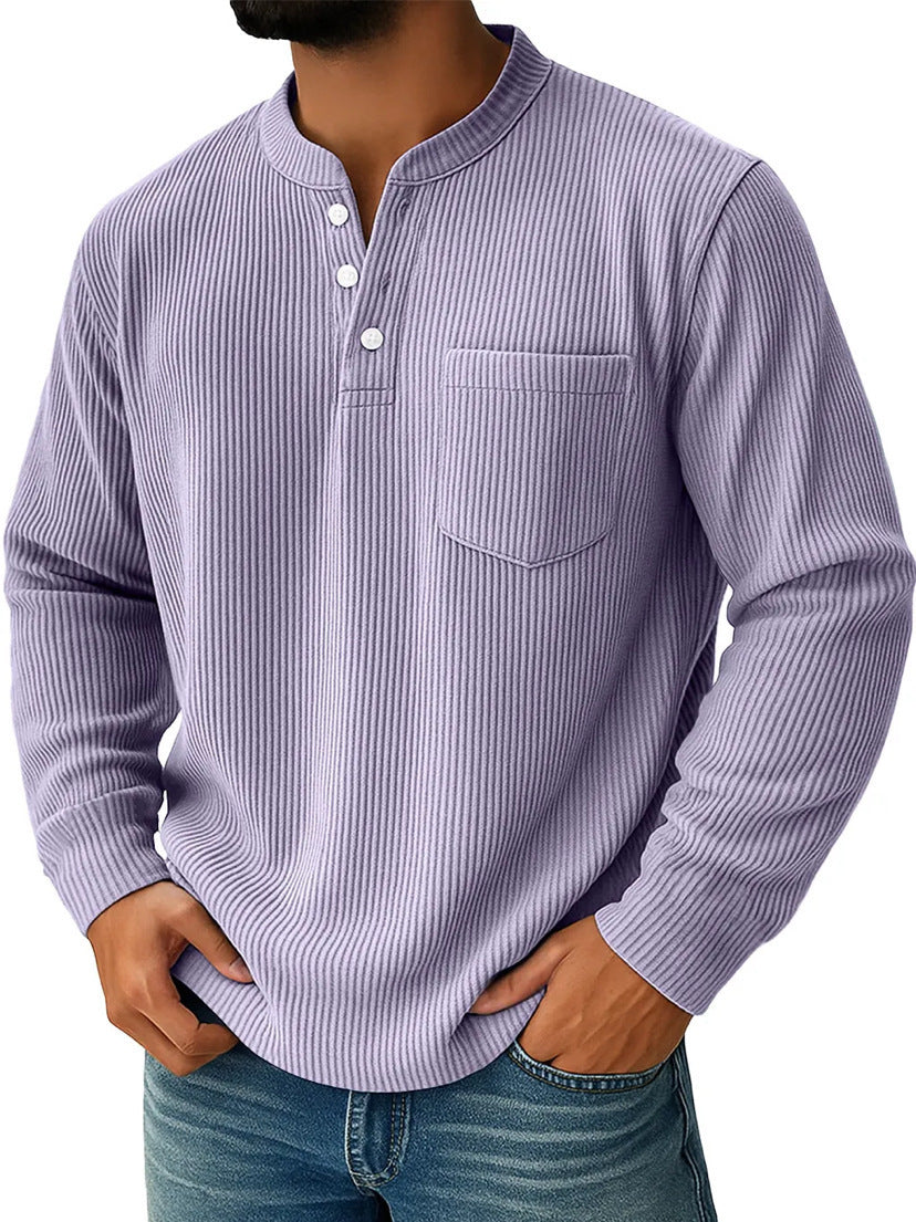 Henley Shirt Herren | Waffle Strick & Brusttasche 18