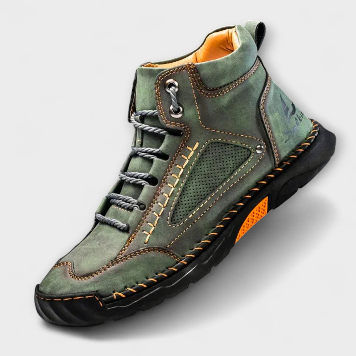 Full product view of men's leather boots with a versatile everyday design