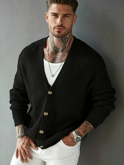 Men's ribbed knit cardigan sweater with a polished casual look