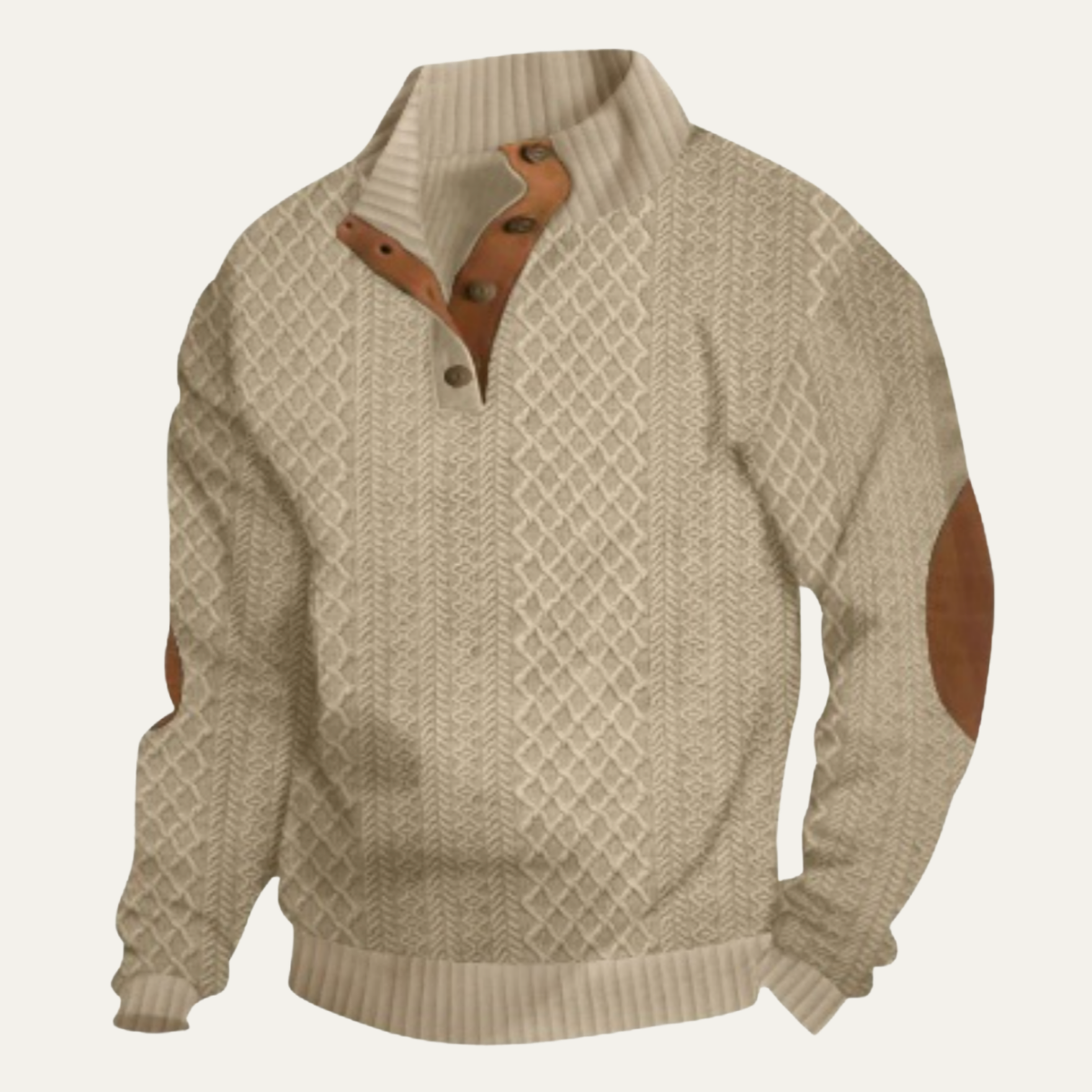 Back view highlighting the cardigan's classic knit texture