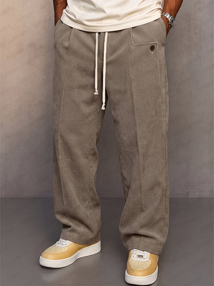 Men's corduroy pants with a straight-leg cut and drawstring waist