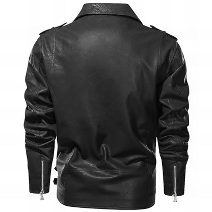 Herren Bikerjacke Asymmetrischer Reißverschluss Auffälliges Revers 2