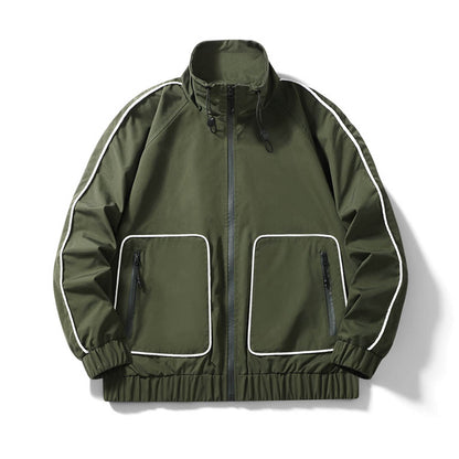 Side angle of men's lightweight reflective jacket