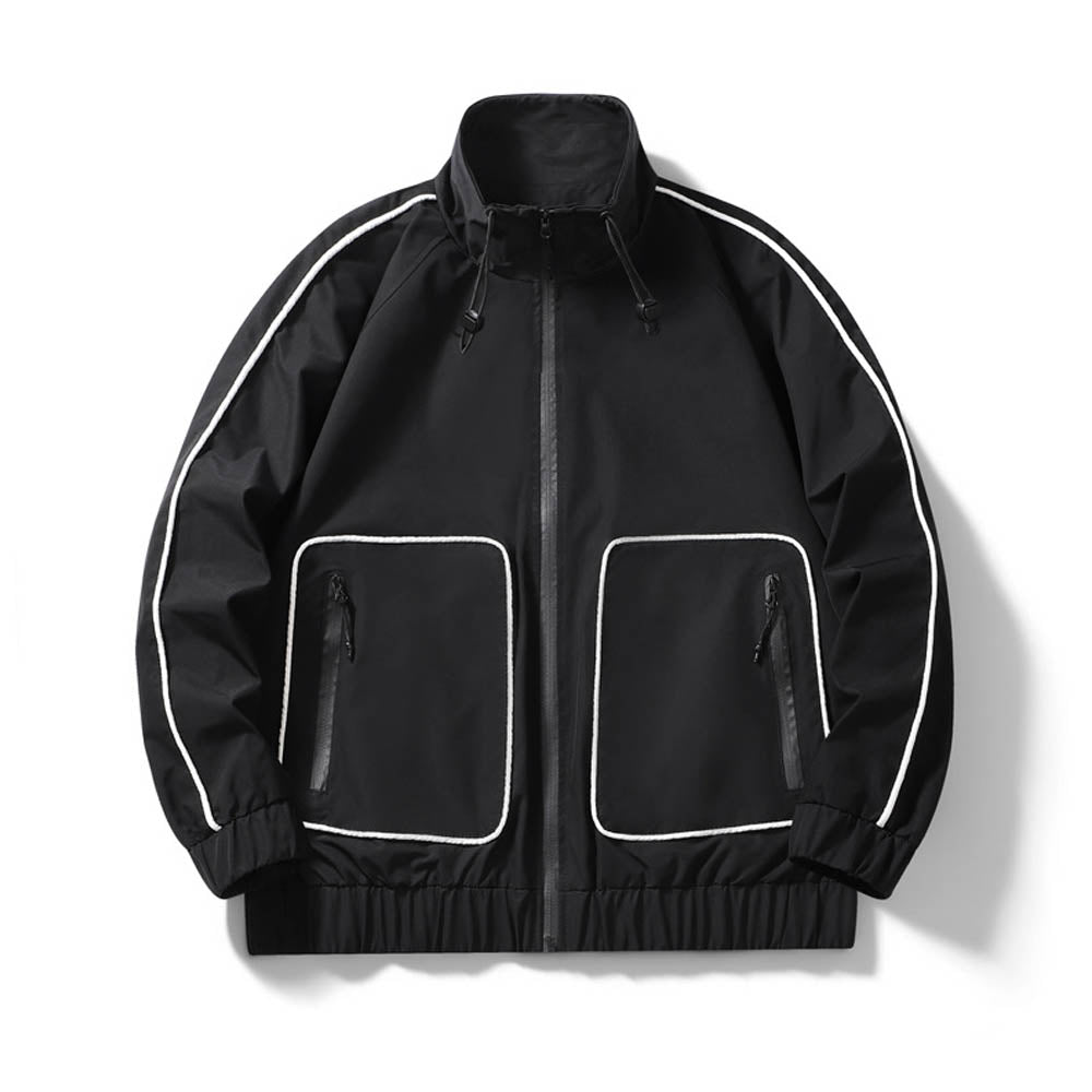 Front view of men's water-resistant reflective jacket