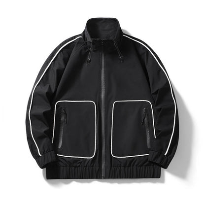 Front view of men's water-resistant reflective jacket