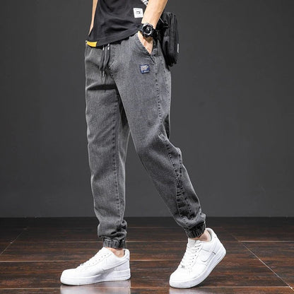 Herren Stretch Denim Jogger Hose mit elastischem Bund - Black