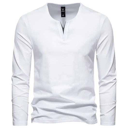 Herren Langarmshirt Henley-Kragen Lässige Passform mit Rippbündchen