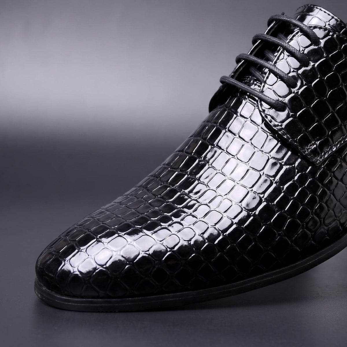 Oxford Schuhe Herren | Glänzendes Kroko-Muster 3