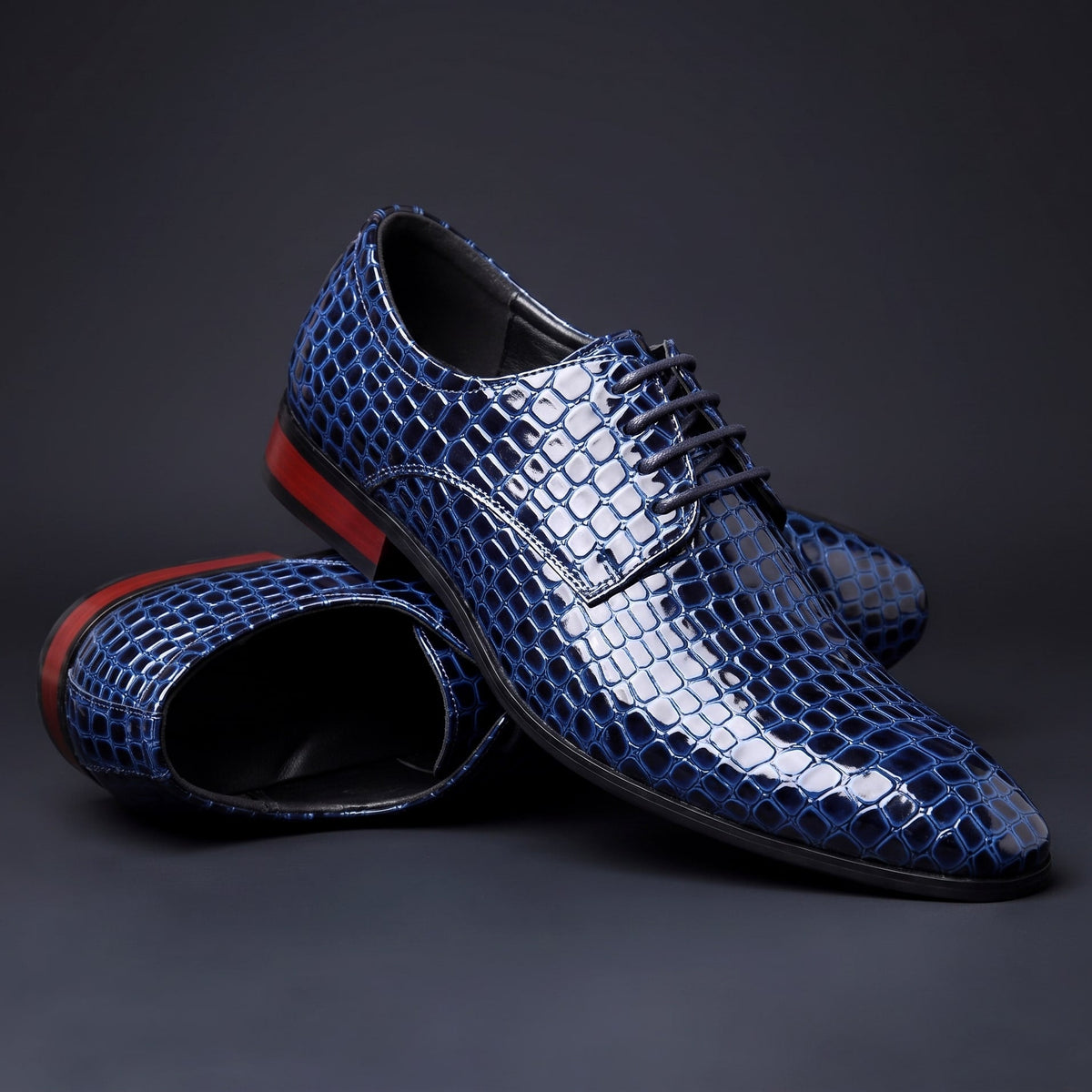 Oxford Schuhe Herren | Glänzendes Kroko-Muster 5