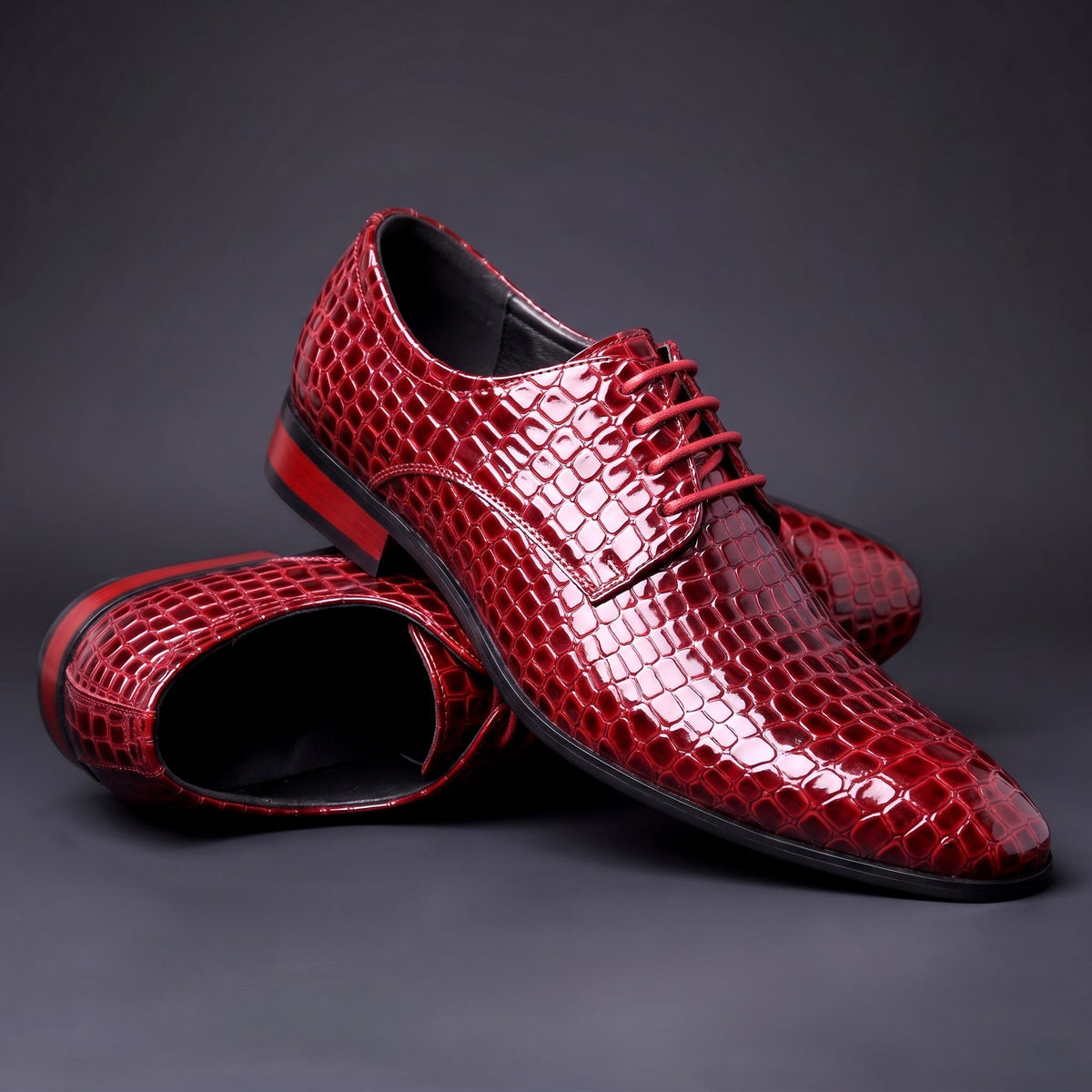Oxford Schuhe Herren | Glänzendes Kroko-Muster 7