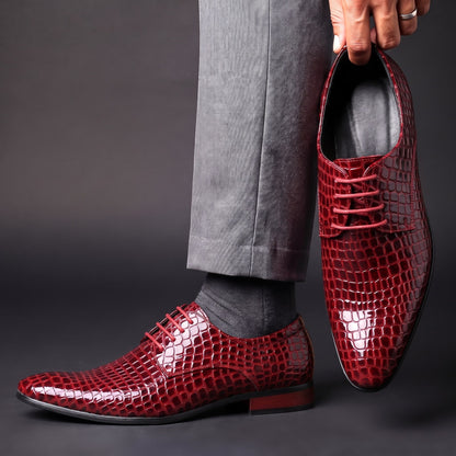 Oxford Schuhe Herren | Glänzendes Kroko-Muster 8