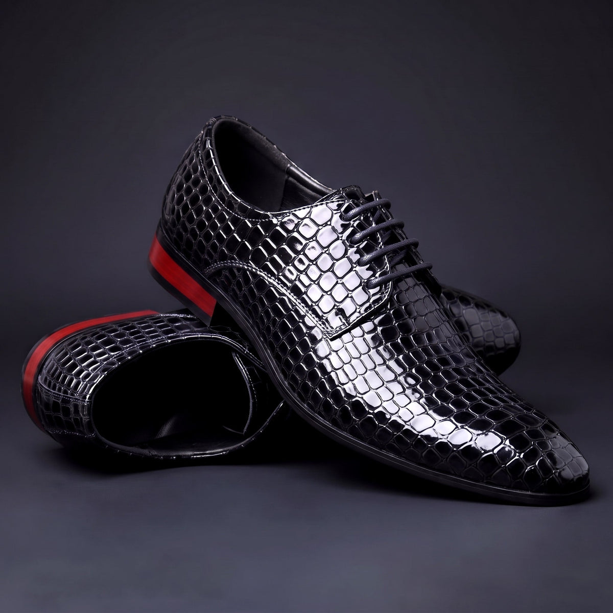 Oxford Schuhe Herren | Glänzendes Kroko-Muster 1
