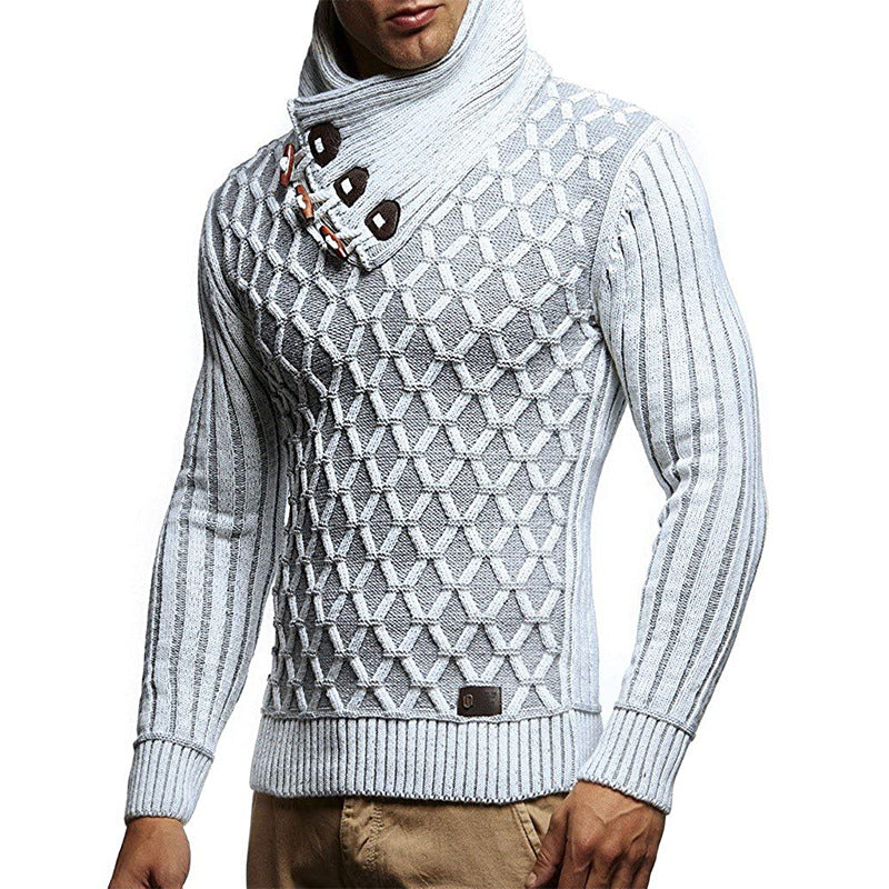 Halvrek | Herren Rollkragen Strickpullover Strukturstrick - Light Grey - Image 2