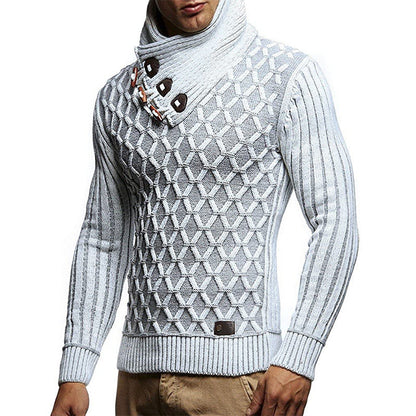 Halvrek | Herren Rollkragen Strickpullover Strukturstrick - Light Grey - Image 2