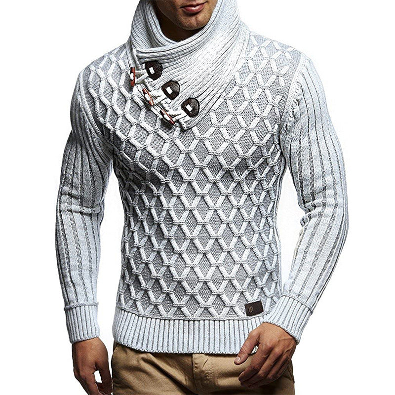 Halvrek | Herren Rollkragen Strickpullover Strukturstrick - Light Grey - Image 3