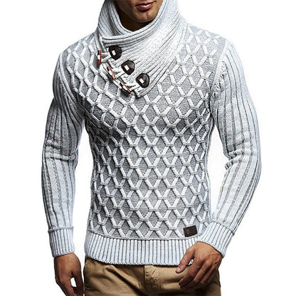 Halvrek | Herren Rollkragen Strickpullover Strukturstrick - Light Grey - Image 3
