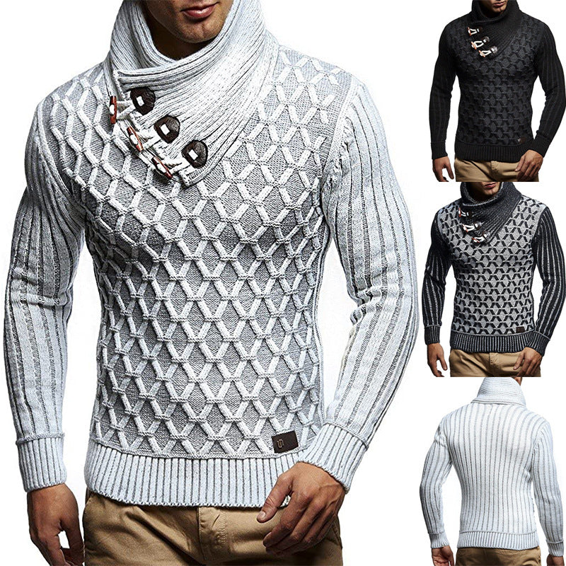 Halvrek | Herren Rollkragen Strickpullover Strukturstrick - Light Grey - Image 1