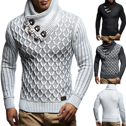 Halvrek | Herren Rollkragen Strickpullover Strukturstrick - Light Grey - Image 1