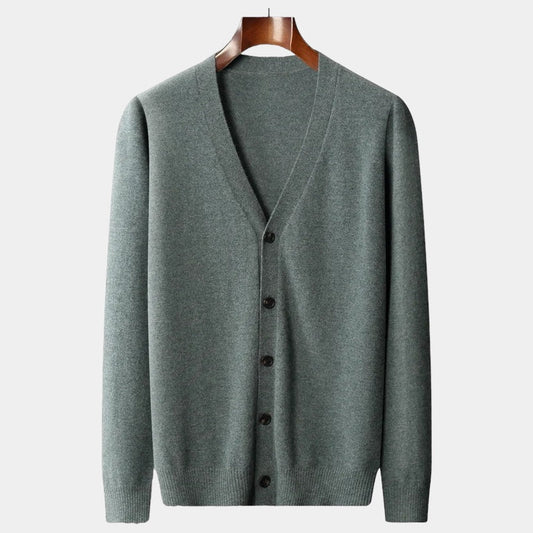 Herren-Strickjacke, klassisches Knopfdesign | Leicht