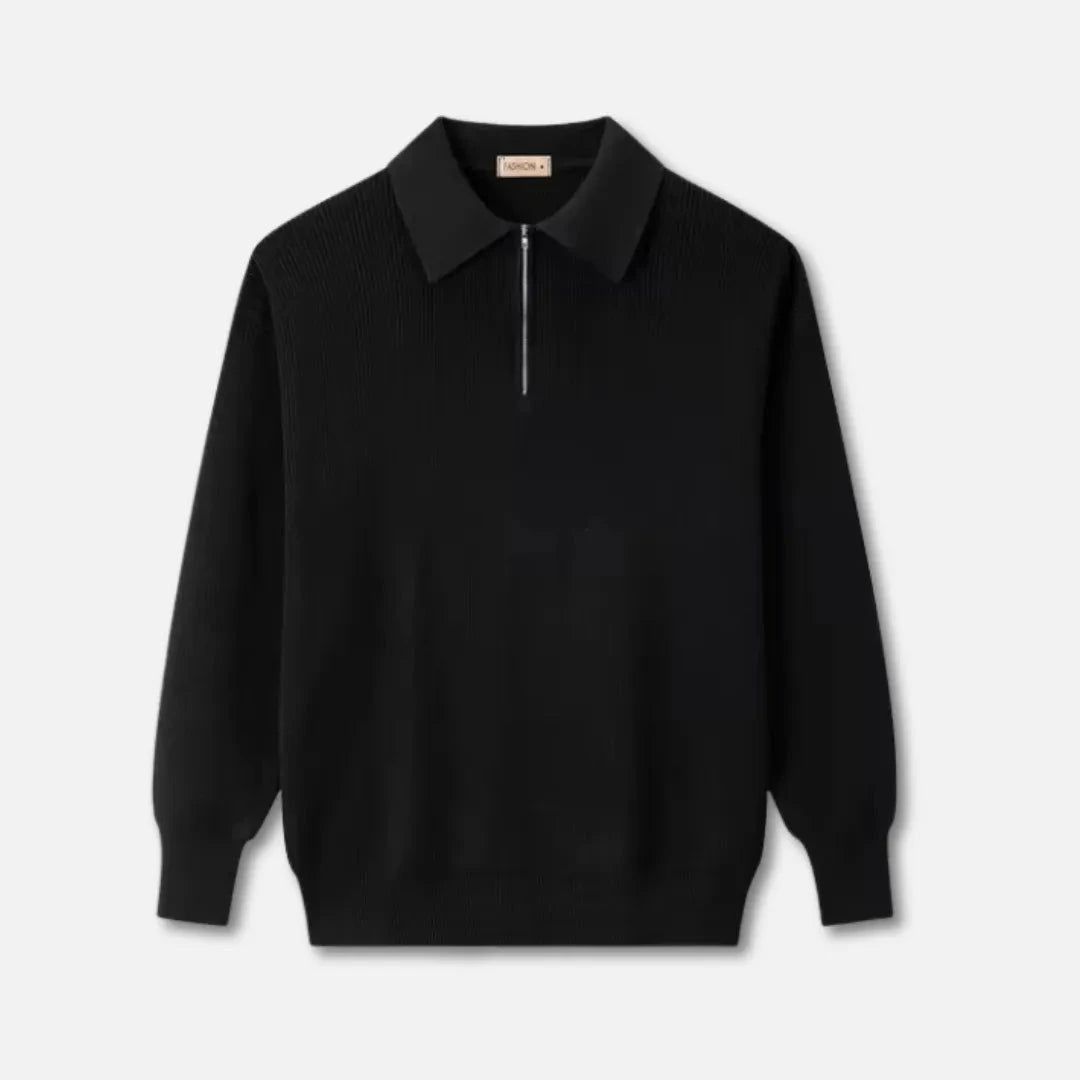 Herren-Strickpullover | Rippstrickstruktur, strukturierter Kragen | Normale Passform