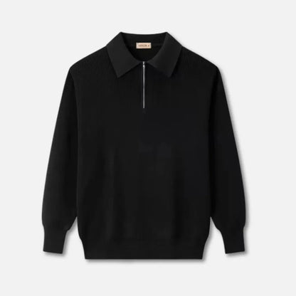 Herren-Strickpullover | Rippstrickstruktur, strukturierter Kragen | Normale Passform