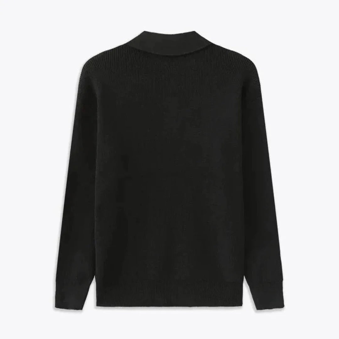 Herren-Strickpullover | Rippstrickstruktur, strukturierter Kragen | Normale Passform