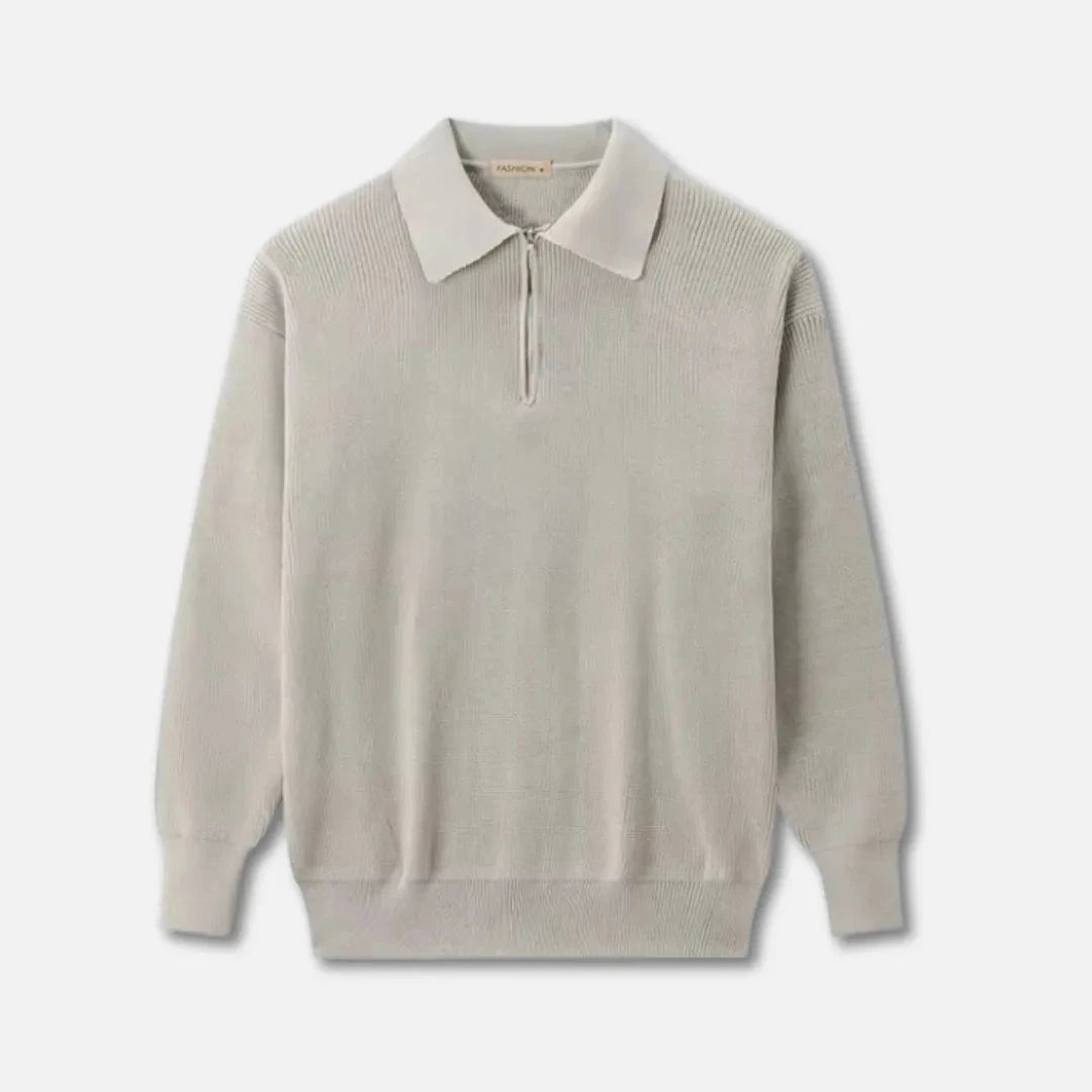 Herren-Strickpullover | Rippstrickstruktur, strukturierter Kragen | Normale Passform