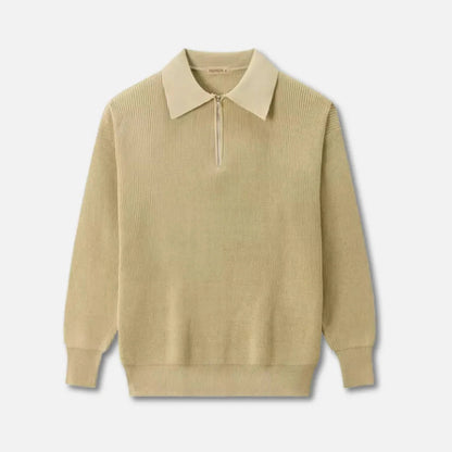 Herren-Strickpullover | Rippstrickstruktur, strukturierter Kragen | Normale Passform