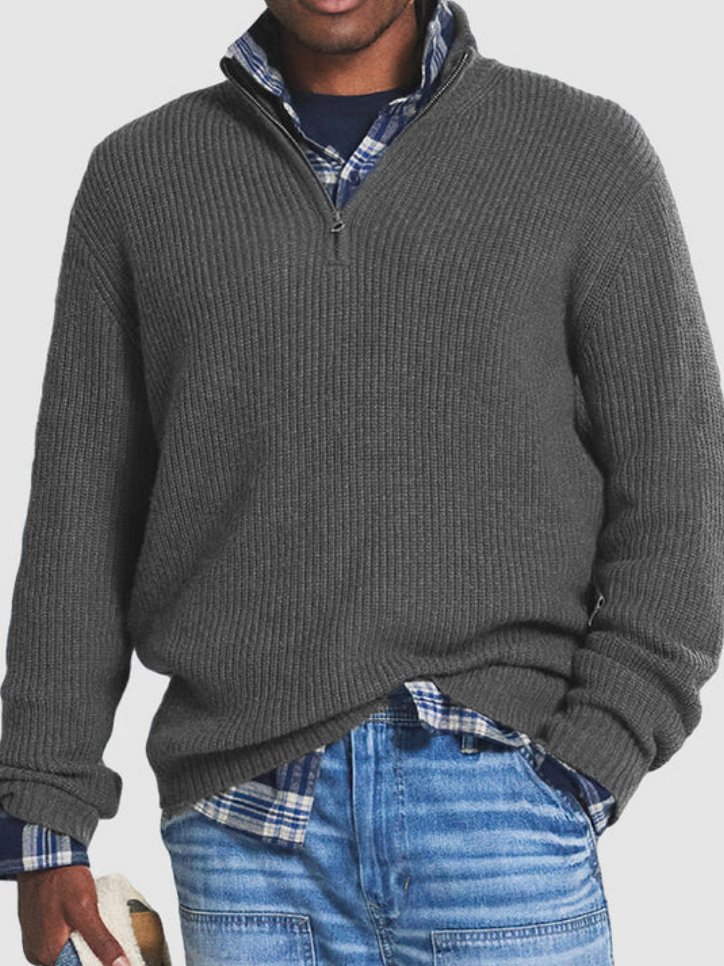 Herren-Sweatshirt mit halbem Reißverschluss | Lässige Passform