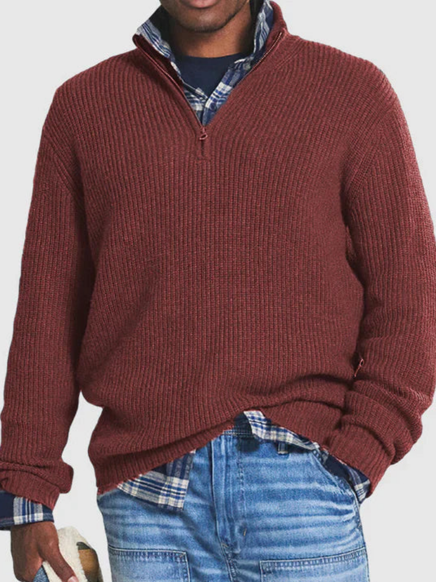 Herren-Sweatshirt mit halbem Reißverschluss | Lässige Passform