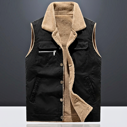 Herren Ärmellose Weste Brusttasche Druckknöpfe Freizeit 4