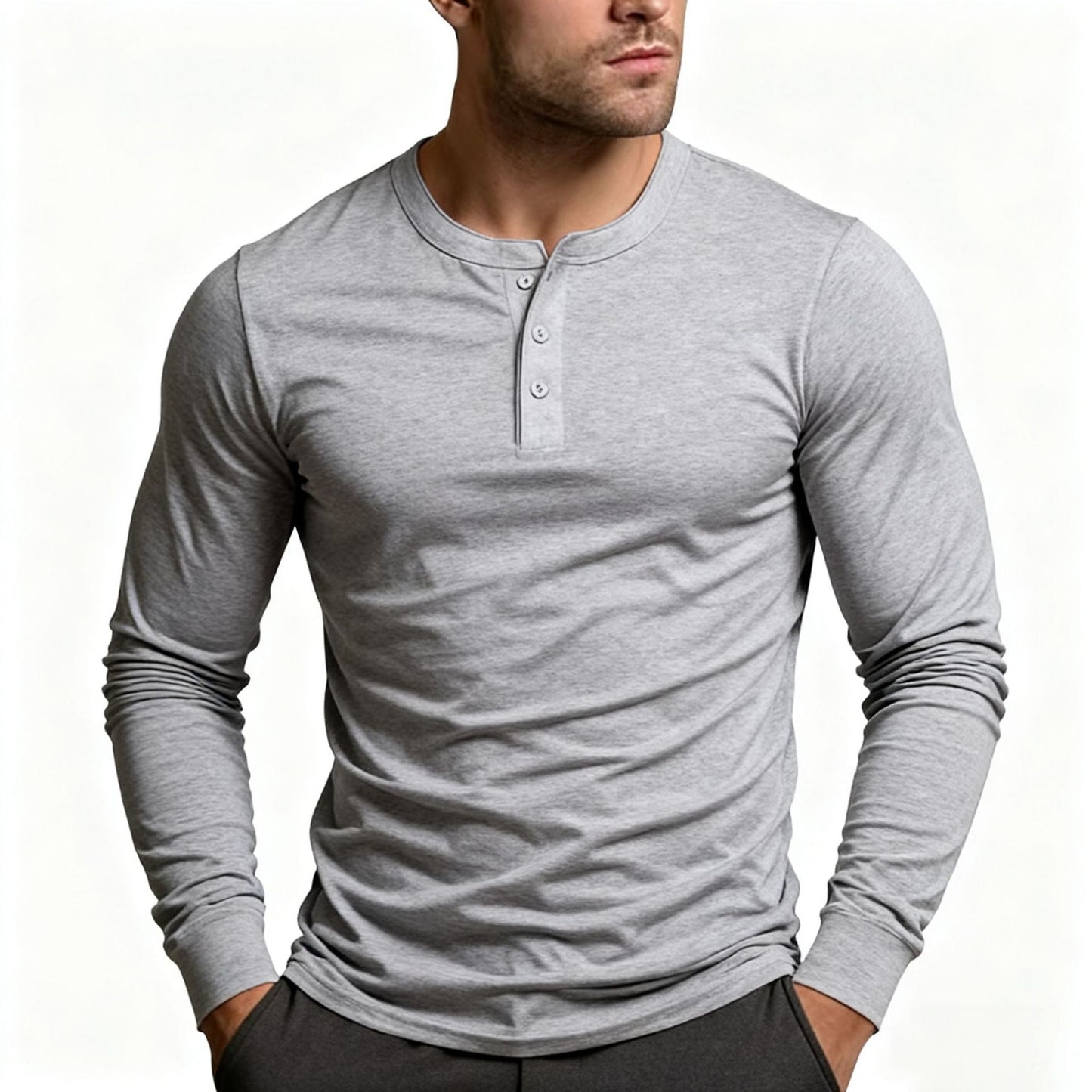 Henley Shirt Herren | Slim Fit & Langarm