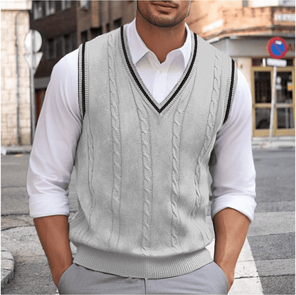 Herren V-Ausschnitt Tanktop, ärmelloser Pullover 2