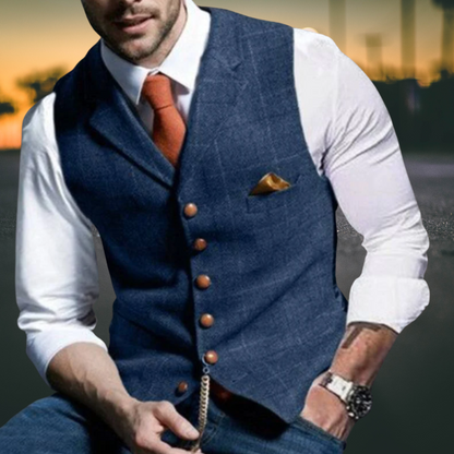 Herren Weste – Slim Fit mit Revers aus Hochwertigem Baumwollmix