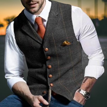Herren Weste – Slim Fit mit Revers aus Hochwertigem Baumwollmix