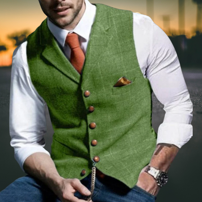 Herren Weste – Slim Fit mit Revers aus Hochwertigem Baumwollmix