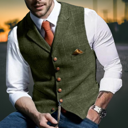 Herren Weste – Slim Fit mit Revers aus Hochwertigem Baumwollmix
