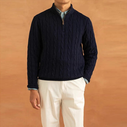 Herren Pullover | Slim-Fit Jacquard-Strick mit Stehkragen